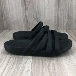 Crocs Slide Sandals Womens 9 Splash Black Rubber Slip On Flat Waterproof Shoes